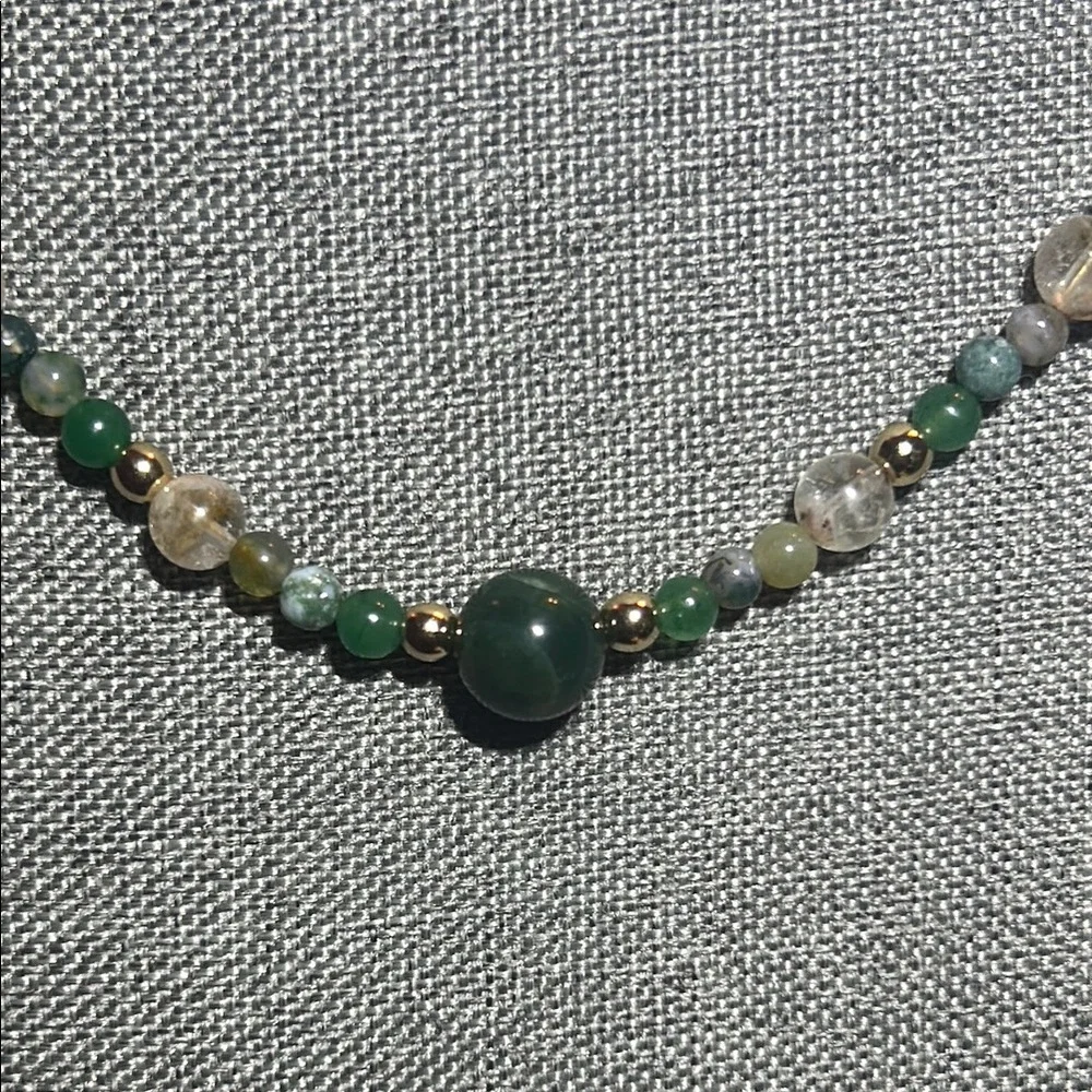 Handmade Moss Agate + Citrine + Green Aventurine Beaded Necklace * ✨